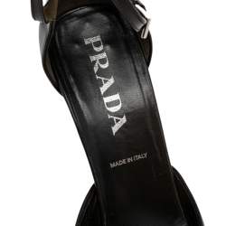 Pre Owned  Prada Brown Leather D'orsay Ankle Strap Pumps Size 38
