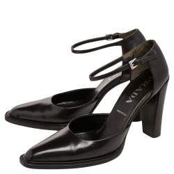 Pre Owned  Prada Brown Leather D'orsay Ankle Strap Pumps Size 38