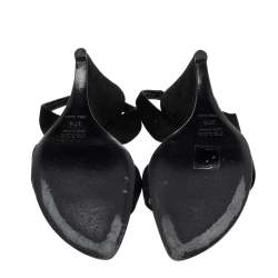 Pre Owned Prada Black Suede Wedge Slingback Sandals Size 37.5