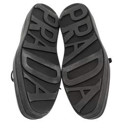 Pre Owned حذاء رياضي برادا جلد أسود بروغي نعل سميك مقاس 37.5