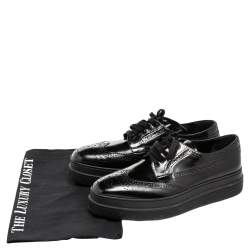 Pre Owned حذاء رياضي برادا جلد أسود بروغي نعل سميك مقاس 37.5