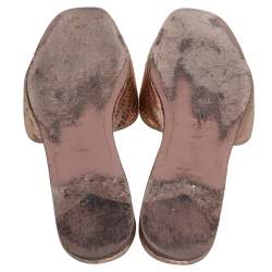 Pre Owned Prada Gold Python Embossed Leather Slide Flats Size 39.5