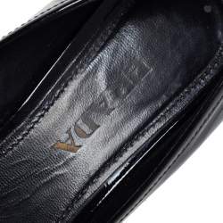 Pre Owned Prada Black Patent Leather Bow Block Heel Pumps Size 36.5