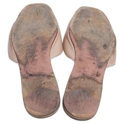 Pre Owned Prada Beige Patent Saffiano Leather Flat Slides Size 39