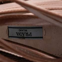 Pre Owned Prada Brown Leather Tassel Lace-up Strappy Cage Sandals Size 39