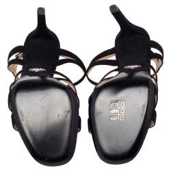 Pre Owned Prada Black Suede Cross T Strappy Sandals Size 39