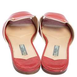 Pre Owned Prada Red Patent Leather Flat Slides Size 39