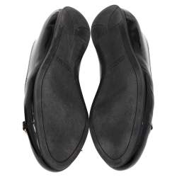 Pre Owned Prada Black Patent Leather Logo Bit Ballet Flats Size 38.5