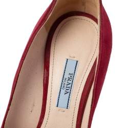 Pre Owned Prada Maroon Suede Peep Toe Platform Pumps Size 38