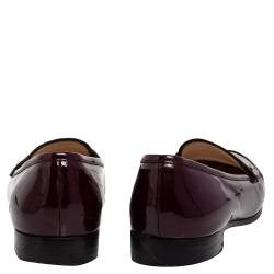 Pre Owned Prada Burgundy Patent Leather Slip on Loafers Size 38.5