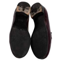 Pre Owned Prada Burgundy Patent Leather Slip on Loafers Size 38.5