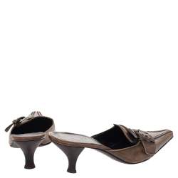 Prada Brown Leather Buckle Mule Sandals Size 36.5