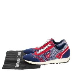 Pre Owned Prada Multicolor Knit Fabric Prax 01 Low Top Sneakers Size 39.5