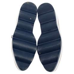 Pre Owned Prada Metallic Silver Brogue Leather Wave Wingtip Platform Derby Size 37