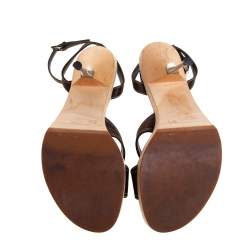 Prada Olive Green Satin Open Toe Ankle Strap Sandals Size 39