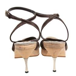 Prada Olive Green Satin Open Toe Ankle Strap Sandals Size 39