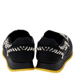 مملوكة مسبقًا حذاء رياضي سليب أون نايلون كريستال أسود مزخرف مقاس 39