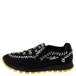 مملوكة مسبقًا حذاء رياضي سليب أون نايلون كريستال أسود مزخرف مقاس 39