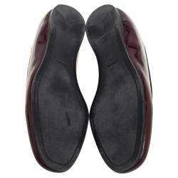 Pre Owned Prada Burgundy/Black Patent Leather Slip On Smoking Slipper Size 35