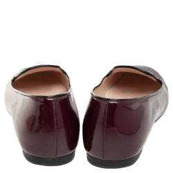 Pre Owned Prada Burgundy/Black Patent Leather Slip On Smoking Slipper Size 35
