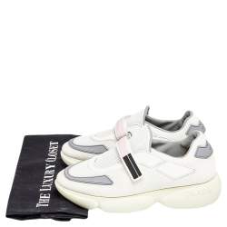 Pre Owned Prada White/Grey Mesh And Leather Cloudbust Sneakers Size 37