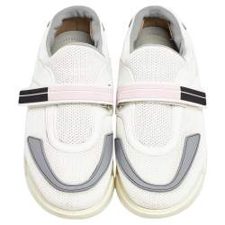 Pre Owned Prada White/Grey Mesh And Leather Cloudbust Sneakers Size 37