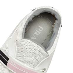 Pre Owned Prada White/Grey Mesh And Leather Cloudbust Sneakers Size 37
