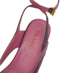 Pre Owned Prada Tricolor Leather Platform Ankle Strap Sandals Size 36.5