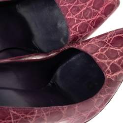 Pre Owned Prada Purple Croc Embossed Leather Pointed Toe Pumps Size 39.5