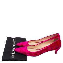 Pre Owned Prada Pink Velvet Pointed Toe Kitten Heel Pumps Size 39