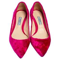Pre Owned Prada Pink Velvet Pointed Toe Kitten Heel Pumps Size 39