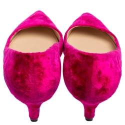 Pre Owned Prada Pink Velvet Pointed Toe Kitten Heel Pumps Size 39