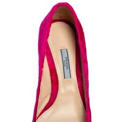 Pre Owned Prada Pink Velvet Pointed Toe Kitten Heel Pumps Size 39