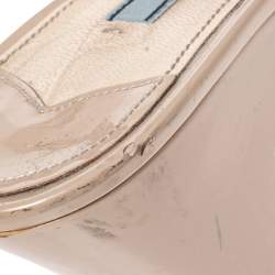 Pre Owned Prada Light Beige Patent Leather Peep Toe Slingback Sandals Size 40