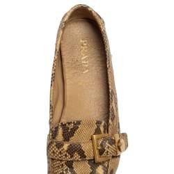 Pre Owned Prada Beige/Brown Python Buckle Detail Loafers Size 37