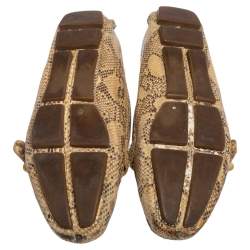 Pre Owned Prada Beige/Brown Python Buckle Detail Loafers Size 37