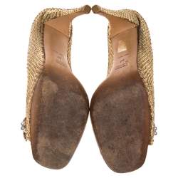 Pre Owned Prada Gold Python Crystal Embellished Peep Toe Pumps Size 37