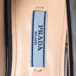 Pre Owned Prada Black/White Leather Bow Cap Toe Loafers Size 38