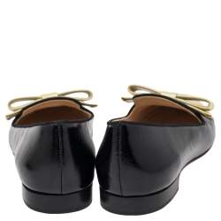 Pre Owned Prada Black/White Leather Bow Cap Toe Loafers Size 38