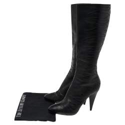 مملوكة مسبقًا Prada Black Leather Knee Length Boots Size 40