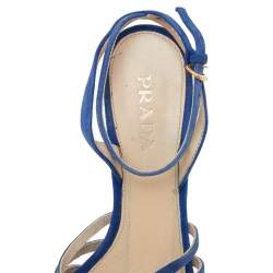 Pre Owned Prada Blue Suede Slingback Sandals Size 37.5