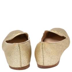 Pre Owned Prada Gold Glitter Smoking Slippers Size 37