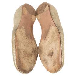 Pre Owned Prada Gold Glitter Smoking Slippers Size 37