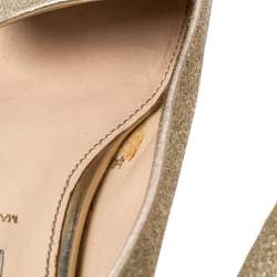 Pre Owned Prada Gold Glitter Smoking Slippers Size 37