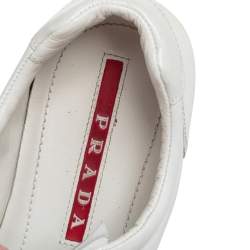 Pre Owned Prada White Leather Lace Up Trainer Sneakers Size 37