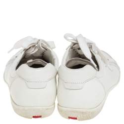 Pre Owned Prada White Leather Lace Up Trainer Sneakers Size 37