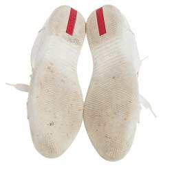 Pre Owned Prada White Leather Lace Up Trainer Sneakers Size 37