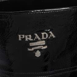 Pre Owned Prada Black Patent Leather Knee Length Boots Size 37