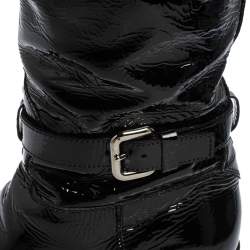 Pre Owned Prada Black Patent Leather Knee Length Boots Size 37