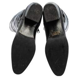 Pre Owned Prada Black Patent Leather Knee Length Boots Size 37